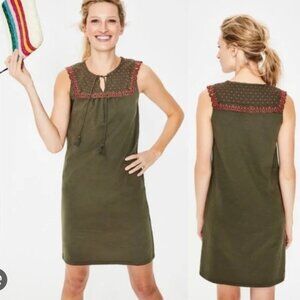 BODEN Nella Jersey Dress in Olive Green Size 8R US, 12R UK